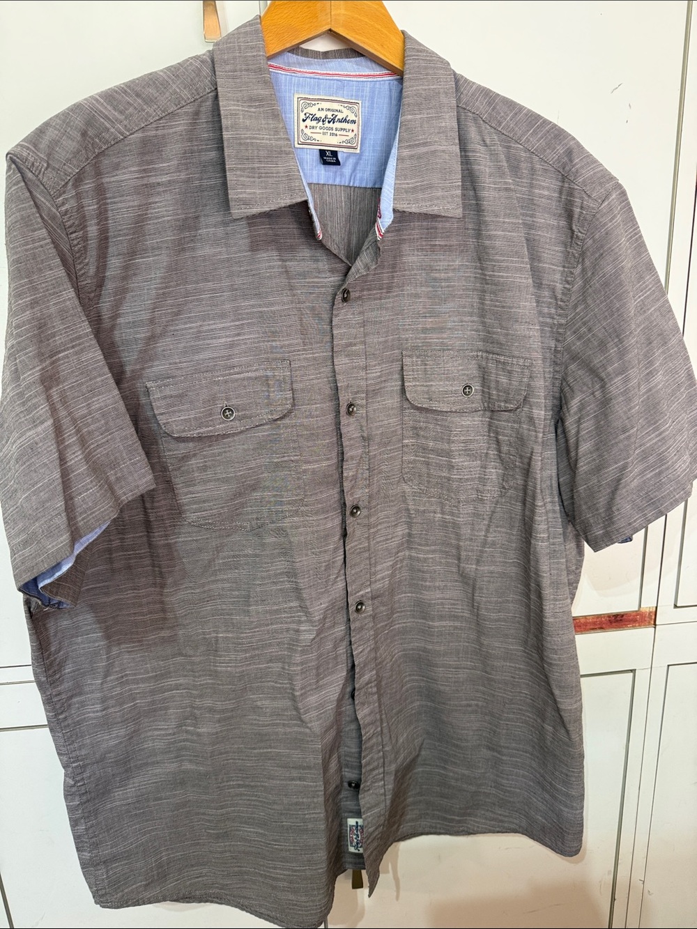 Haggar Short-Sleeve Button-Down Shirt - Gray